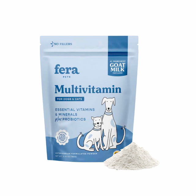 Bột sữa dê Fera Pets Multivitamin bổ sung vitamin tổng hợp và khoáng chất cho chó mèo 180g