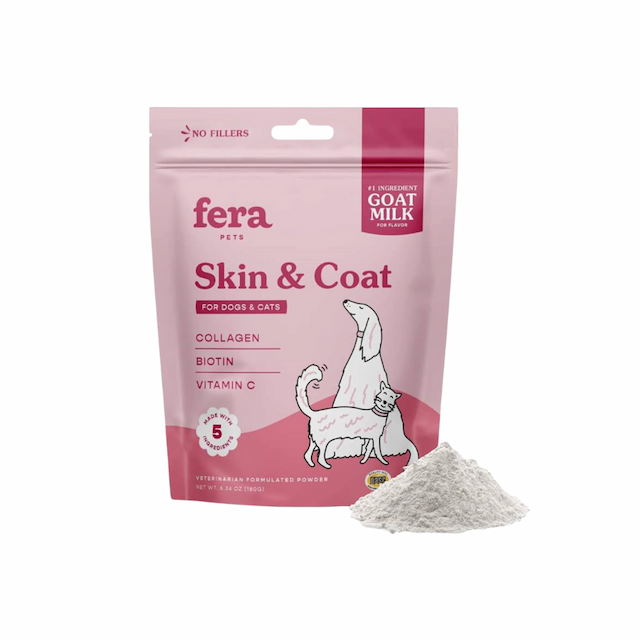 Bột sữa dê Fera Pets Skin & Coat giúp lông bóng dày chắc khỏe cho chó mèo, thú cưng 180g