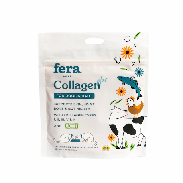 Bột sữa dê Fera Pets Collagen Plus chăm sóc sức khỏe da, hông, khớp và ruột cho chó mèo 120g